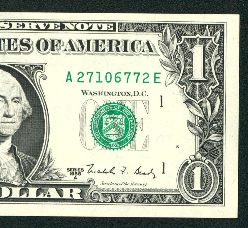 * WEB PRESS NOTE* (EXPERIMENTAL) $1 1988 Plate #5/4 ((AU)) Federal Reserve Note