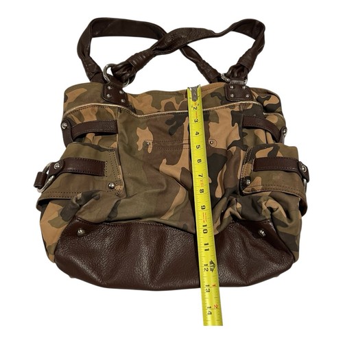 B MAKOWSKY Leather Shoulder Bag Green Camo Kimberly Large Purse Camouflage - Picture 2 of 15
