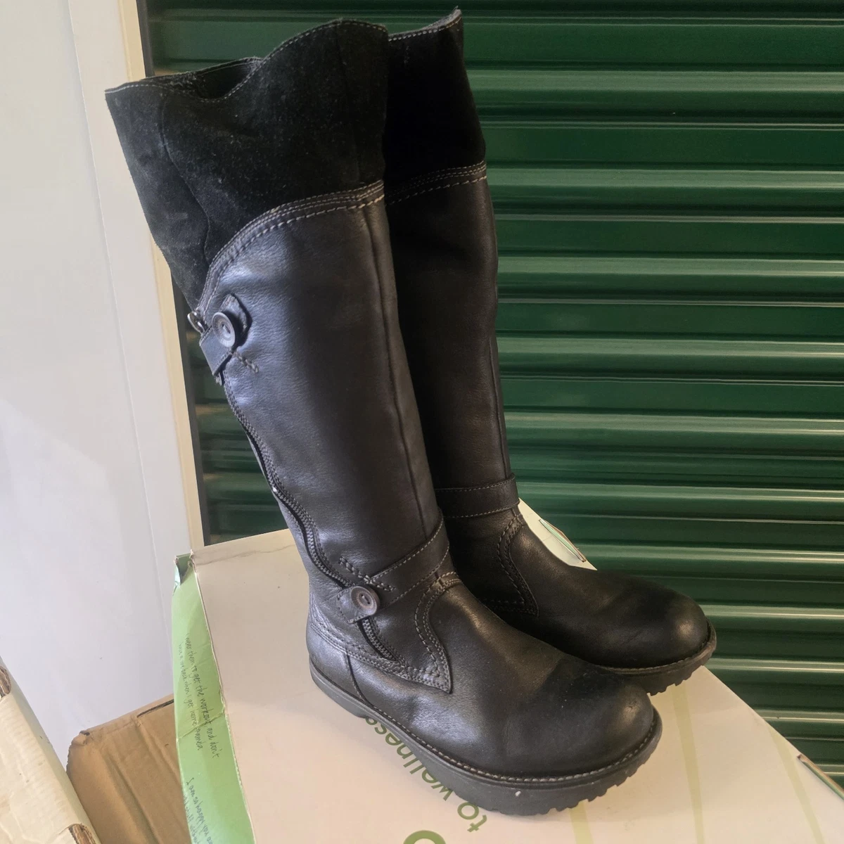 Earth Kalso Intricate Black Leather Suede High Knee Side Zipper Boots Women sz 8 Earth Women main image 3
