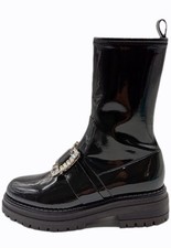 Scarpe Sergio Rossi Tg 36.5 Stivaletti Nero Vernice Listino 1.100€ rd27