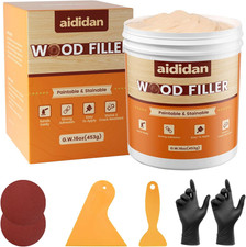 Wood Filler, Wood Repair Kit, 16 Ounce Paintable  Stainable Wood Putty Filler,