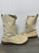 Vintage BORN Women's Size 8 Cream Suede Leather Pull On MidCalf Boot NEVER WORN