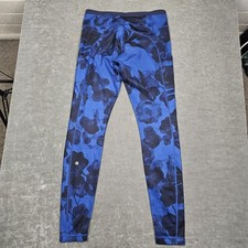 Lululemon Pants Womens 8 Blue Floral High Rise Ankle Leggings Yoga Athletic