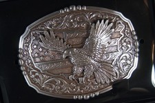 Nocona M F Western Oval Rectangle Buckle American Flag Eagle 37944