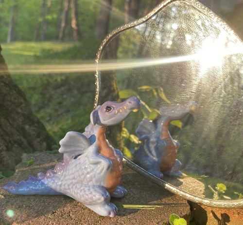 Vintage Hagen Renaker Brazel Storybook Dragon Figurine Blue Purple Ceramic