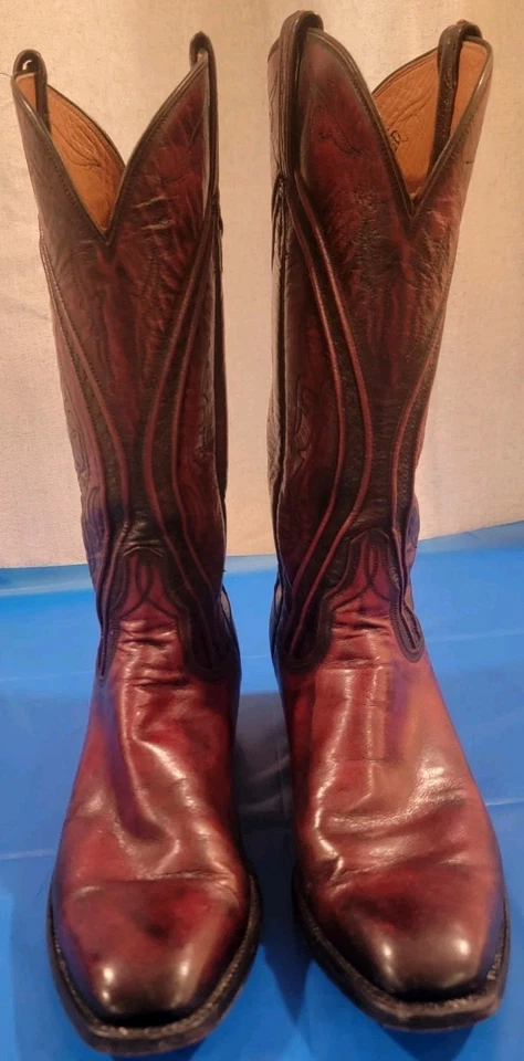 Botas de Vaquero Lucchese De Colección Negro Cereza 1350 Para Hombre 7 1/2 D 1LN18 San Antonio Foto 3 de 4