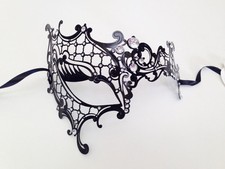 Black Laser Cut Metal Venetian Masquerade Costume Prom Party Phantom Opera Mask