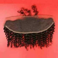 12A RAW BRAZILIAN VIRGIN HAIR KINKY CURLS FRONTAL 12INCH EAR TO EAR 1B 90g 12A