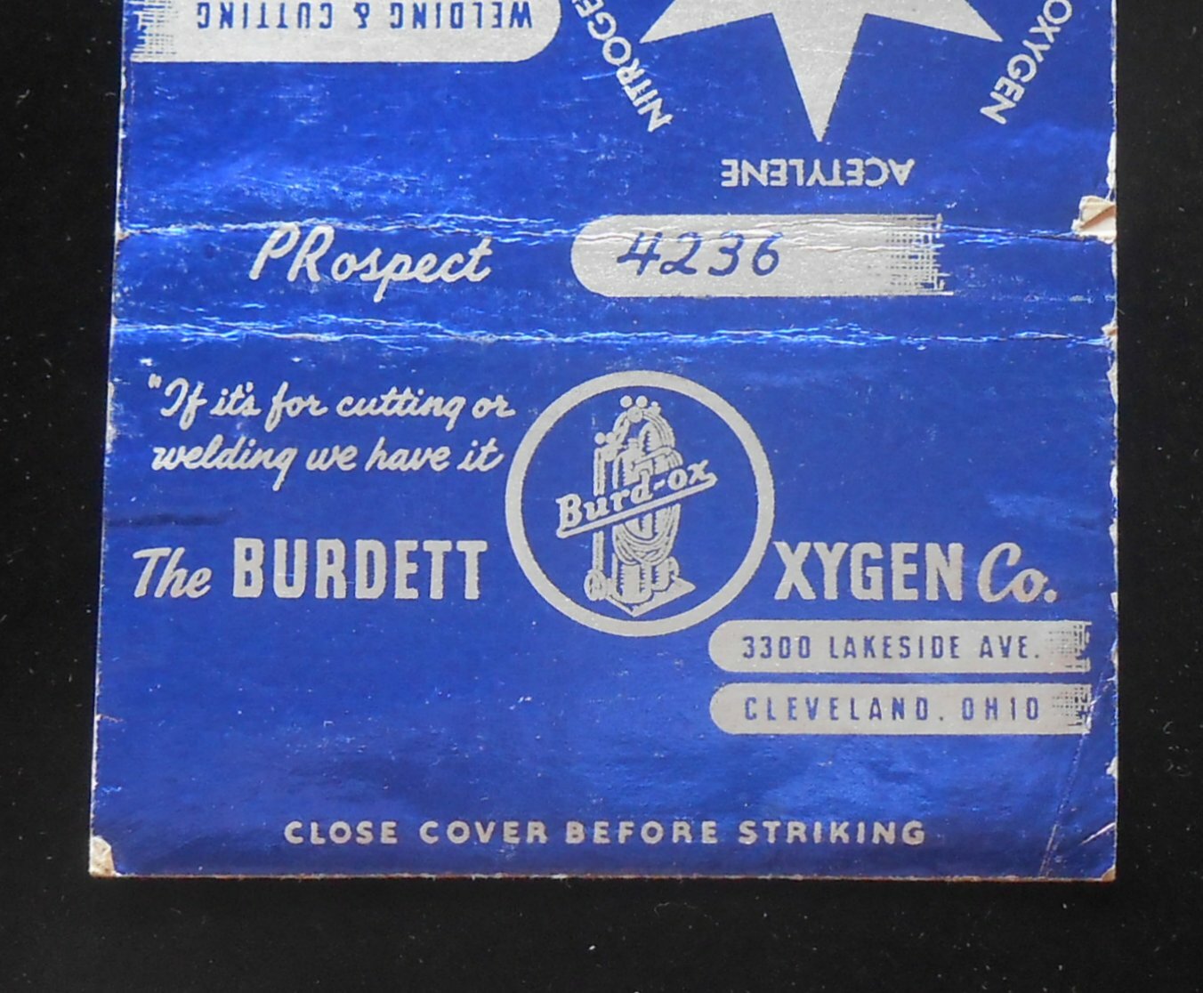 1940s Billboard The Burdett Oxygen Co. General Electric Arc Welding