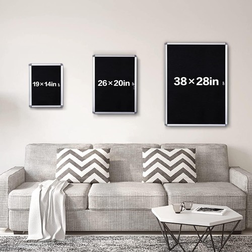 Durable Black Felt Message Board with Locking Door - 19'' x 12'' Display Case - Picture 5 of 9