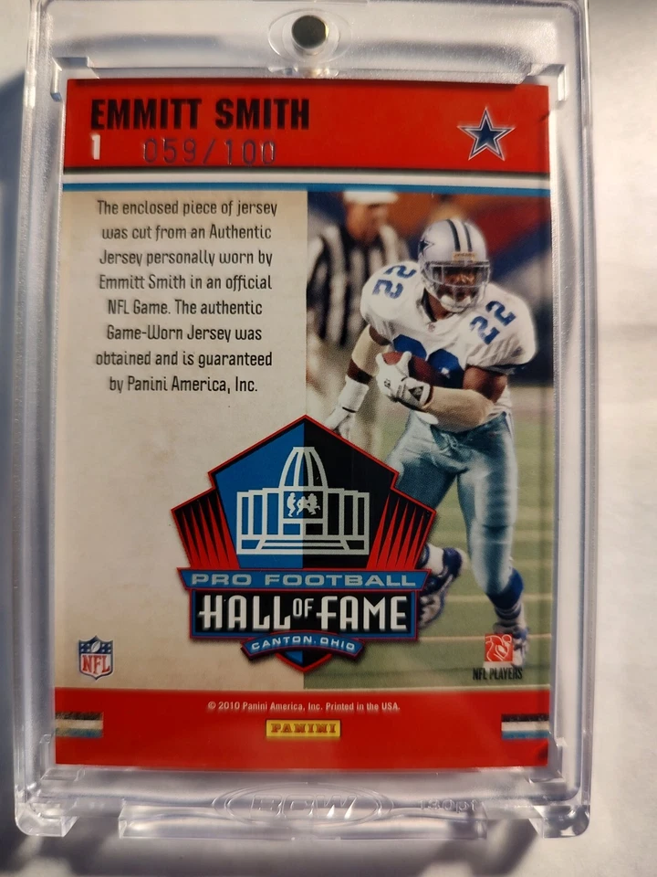 Parche Panini Classics Emmitt Smith Hof 2010 usado en el juego/100 vaqueros raros como nuevo Foto 2 de 2