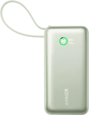Anker 545 Nano Powerbank 10.000 mAh - 30 Watt - Integriertes USB-C-Kabel, grün