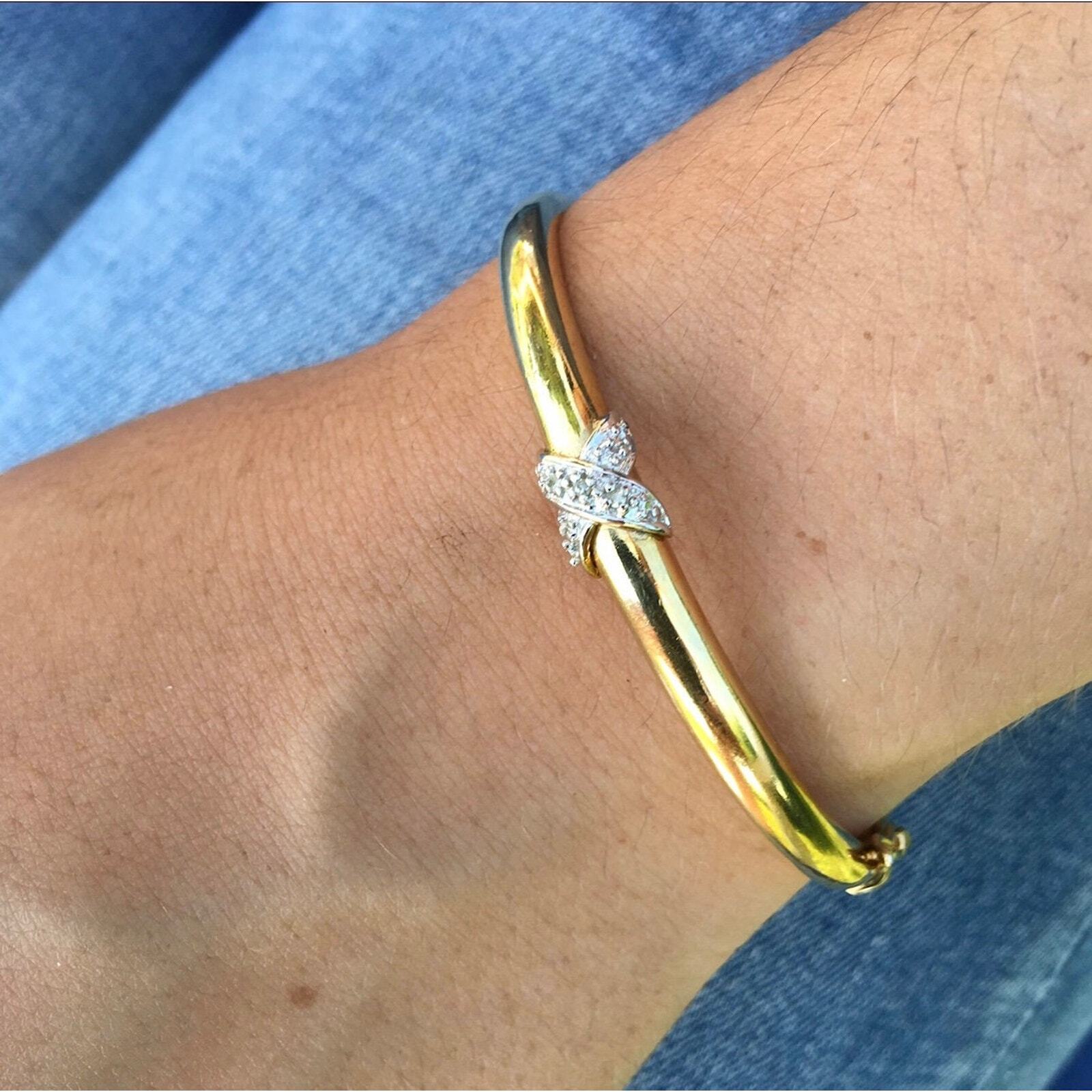 Vintage Sterling dipped Gold "X" Bracelet, Small … - image 1