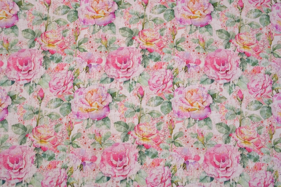 Pure 100% linen flower Soft Fabric 180gsm Flax Clothing fashion floral roses - Image 2 of 4