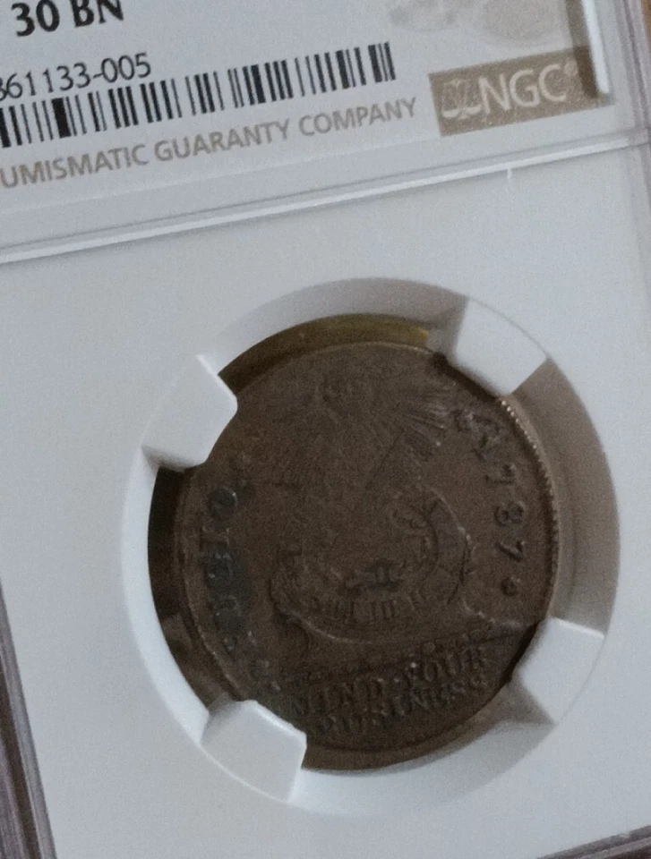 1787 Fugio Cent, States United, 4 cinq, P.R.,NGC VF-30 premium rep of this grade - Image 2 of 4