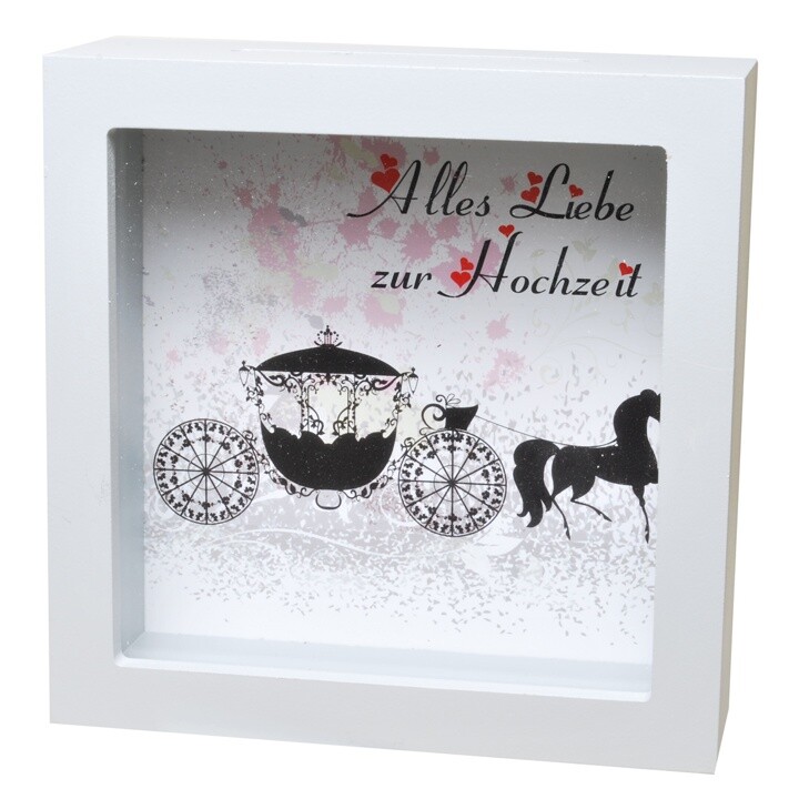 Bilderrahmen-Spardose Hochzeit Just married Sparbüchse Brautpaar heiraten Ehe
