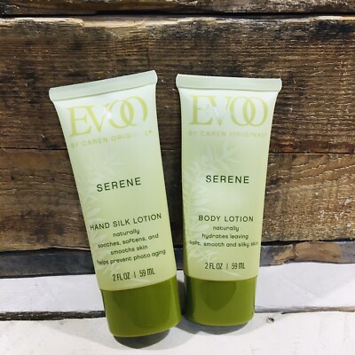 2 -Pack Caren Original EVOO Serene Hand Silk Lotion & Body Lotion Travel Size