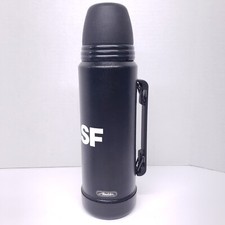 Vintage Aladdin Black (RARE) 1 Quart Coffee Thermos w/ pour cap & BASF logo