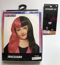 Monster High Draculaura Kids Halloween Hair Wig Costume Jewelry Included