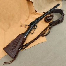 Combo Canvas Rifle/Shotgun Buttstock Cover+Leather Sling.22LR 12GA.357 Durable