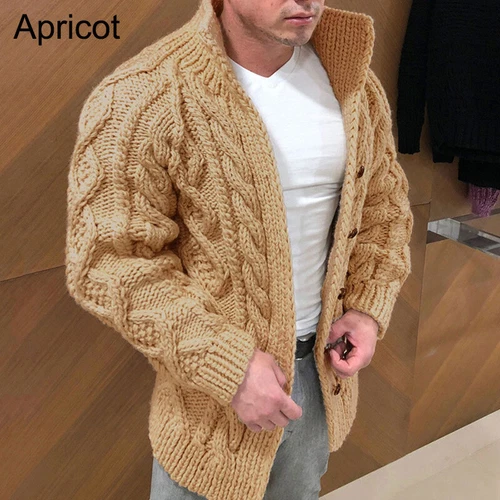 Invierno Cálido Tejido Cárdigan Suéter Para Hombres Informal Manga Larga Chaqueta Abrigo Exterior - Imagen 8 de 21