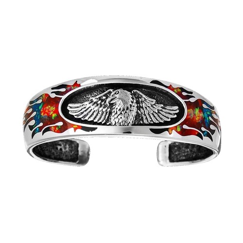 native american eagle head silver bangle
