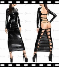 Latex Full Length Dress Sexy Backless Clubwear Sexy Unisex Csutomize 0.4mm D206