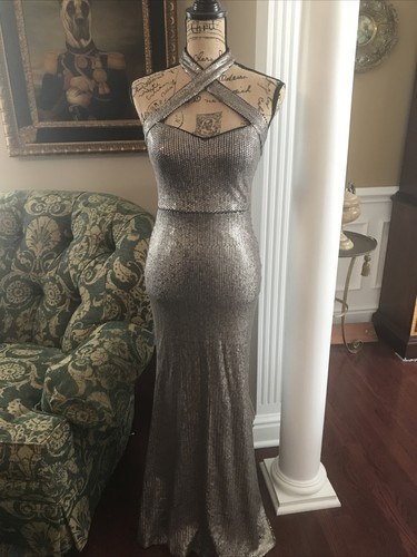 Xscape Womens Sequined Halter Formal 