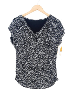 ITALY Damen SHIRT Wasserfall schwarz Blumen Größe 36 38 40 NEU IT222