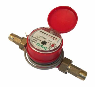 DAE AS130U-50RP 1/2'' Hot Water Meter, Pulse Output, Measured in Gallon+Couplings