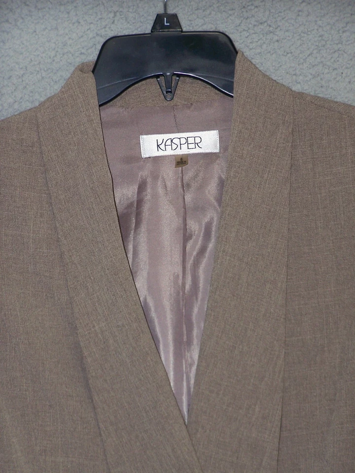 Chaqueta Kasper Mujer 8 Mediana Beige Manga 3/4 Clásica Diseñador Negocios Damas Foto 2 de 4