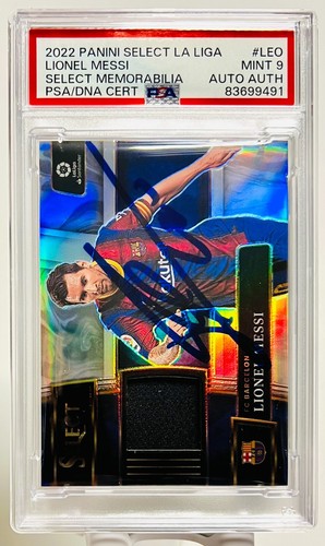 2022 Panini Select La Liga Patch Signed Lionel Messi Barcelona #LEO PSA Mint 9