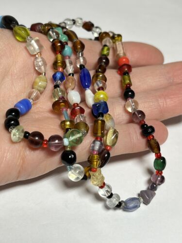 Vintage Colorful Glass Stone Bead Necklace Boho O… - image 1