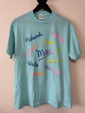 Vintage 80s Maui Hawaii Souvenir T Shirt USA Made Pastel Tourist Tee L