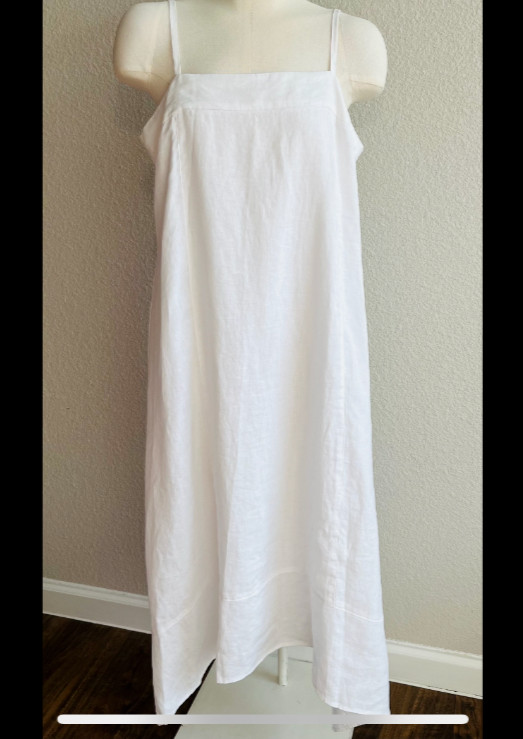 dkny white linen dress