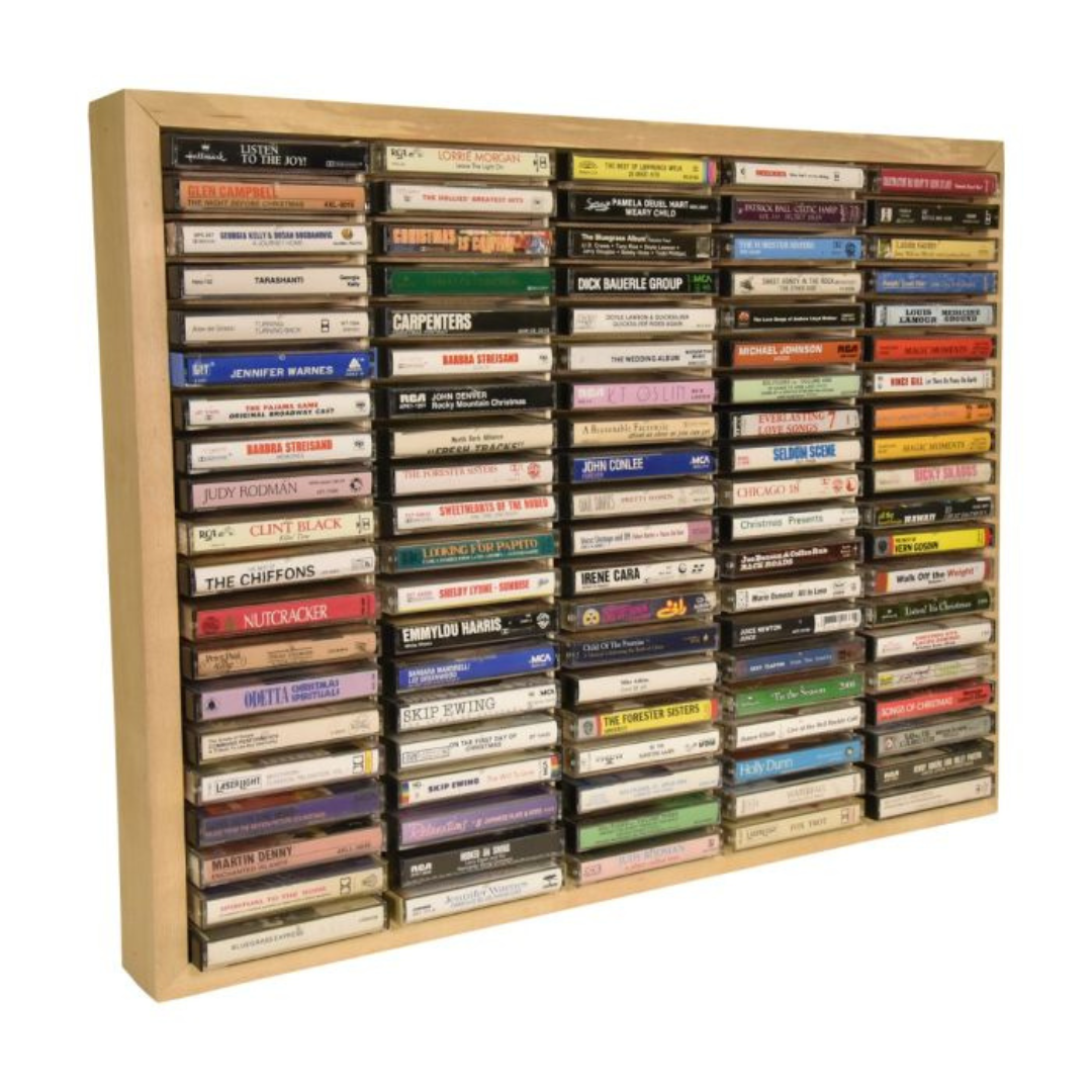 Kingdom Smoky Acrylic Wall Mount Cassette Tape Rack/Stamp Pad Rack For Easy Sorting And Organizing Of Cassette Tapes, Stamp Pads, Playing Cards, Card Decks And More,100 Slots