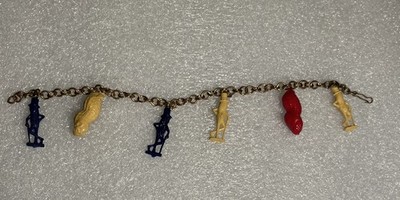Planter's Peanut Bracelet 6 Charms Mr Peanut Plastic Premium Advertising Vintage
