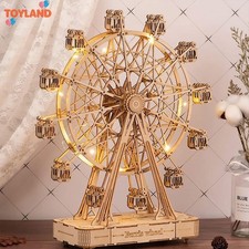 ROBOTIME Ferris Wheel 3D Wooden Puzzle DIY Music Box Building Toy Gift for Adult