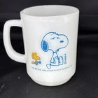 VTG 1965 Fire King Snoopy And Woodstock Mug I'm Not Worth A Thing Before Coffee