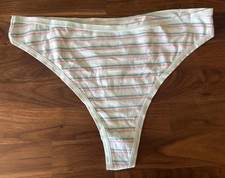 Gilligan O'Malley Thong Panties Size XL Cotton Stripe Vintage Tanga Whale Tale
