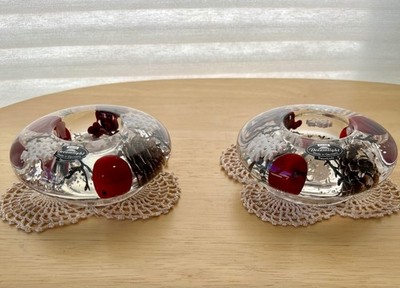 Gilde Dreamlight Candle Holders with Winter Motif - Set of 2