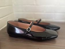 J.CREW Women's Black Leather Mary Jane Flats Square Toe Buckle Strap Size 9