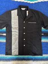 DaVinci Shirt Mens Medium Black Colorblock Bowling Rockabilly Made USA Camp