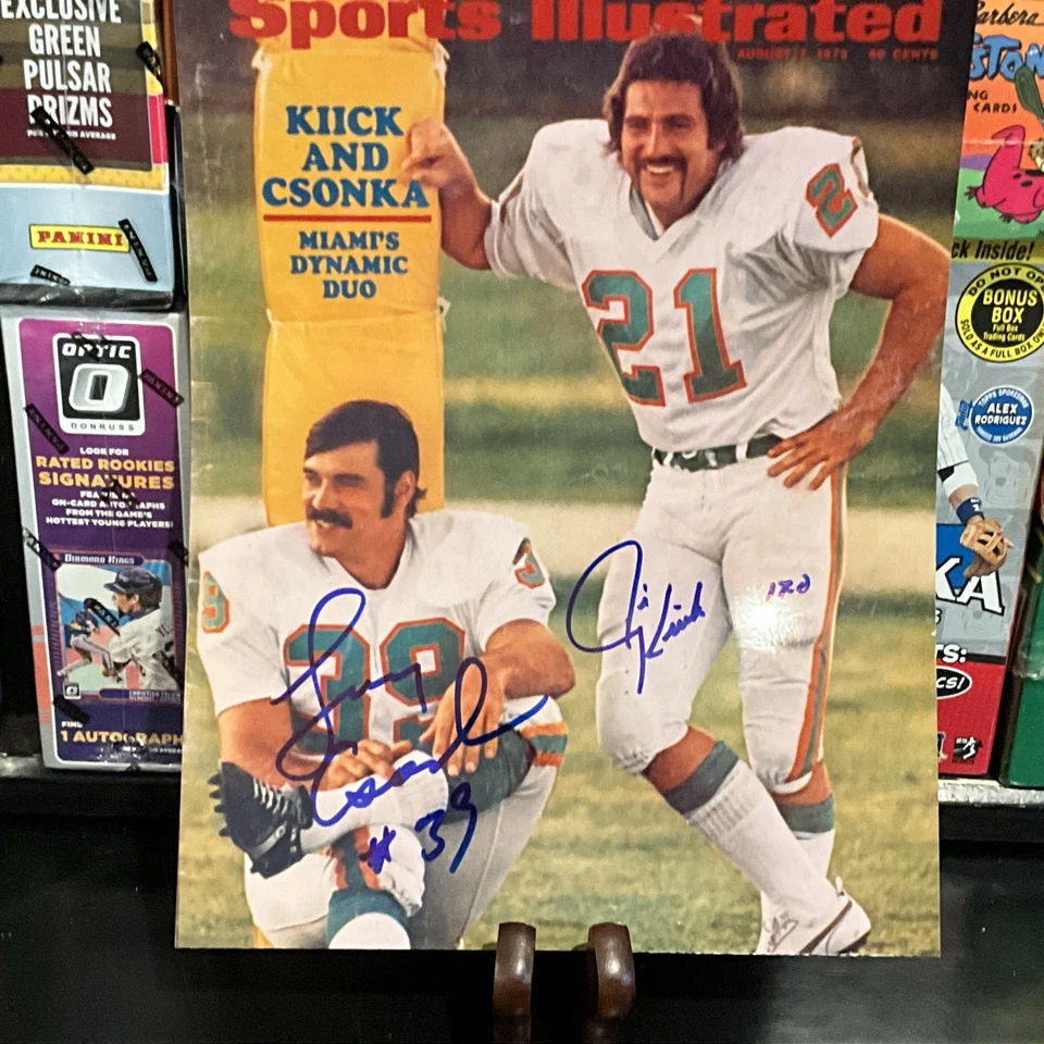 LARRY CSONKA 和 JIM KIICK 亲笔签名复古 8 X 10 / 1972 年 DOLPHINS ⭐️  — 第 2/2 张图片