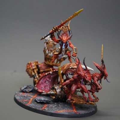Warhammer AOS Daemons Of Khorne Skull Cannon Herald On Blood Throne pro Painted