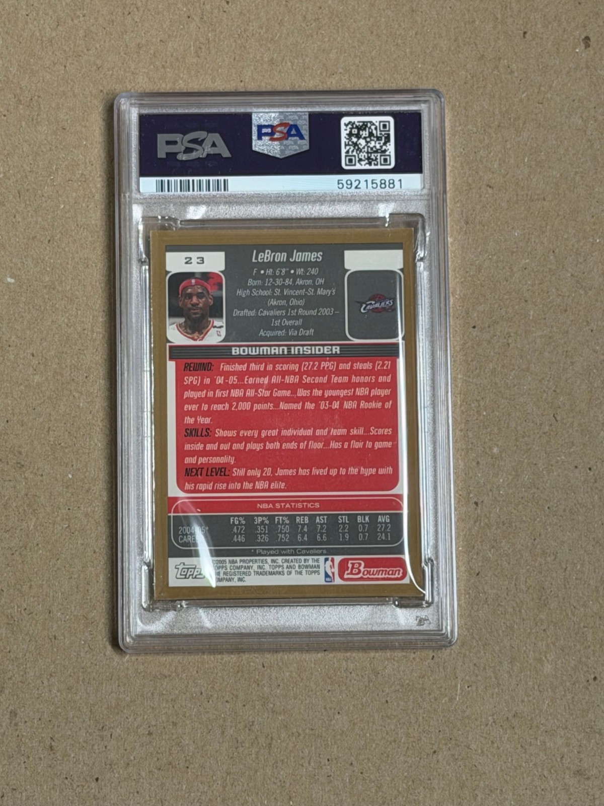 2005-06 Bowman DP & Pros Lebron James #23 Gold PSA 7 $69.99 view 2