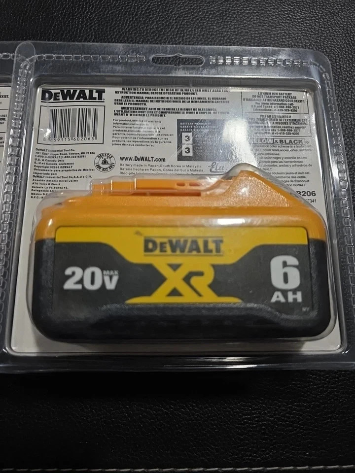 2X New Dewalt DCB206 20V Max XR 6.0Ah Lithium Ion Batteries Li-ion DCB206-2