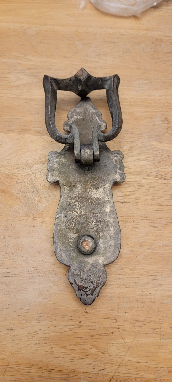 Antique FRONT DOOR KNOCKER Solid Heavy Bronze hammered metal RARE Vintage Unique