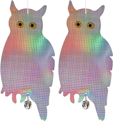 Fake Owl Hanging Reflective Owl Woodpecker Bird Deterrent Control Device for Hou