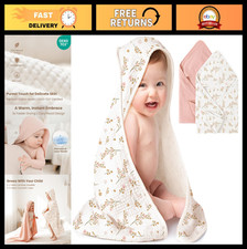 2-Pack Ultra-Soft Muslin Hooded Baby Towels, 100 Cotton, Absorbent for Newborns